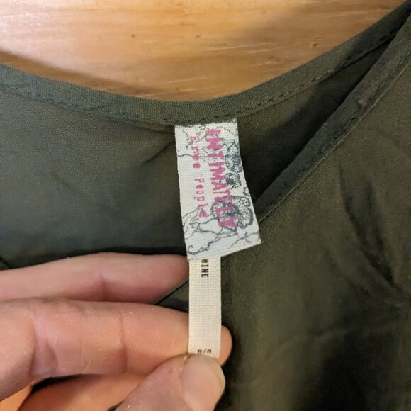 Free People Intimately Tank Sleeveless Med Green Crinkle Ruffle Beach Flowy Long - Picture 6 of 10